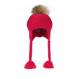 LADUNDI 2-7 Years Old Baby Winter Real Fur Ball Beanie