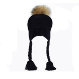 LADUNDI 2-7 Years Old Baby Winter Real Fur Ball Beanie