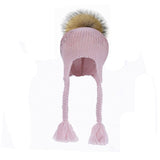 LADUNDI 2-7 Years Old Baby Winter Real Fur Ball Beanie