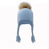 LADUNDI 2-7 Years Old Baby Winter Real Fur Ball Beanie